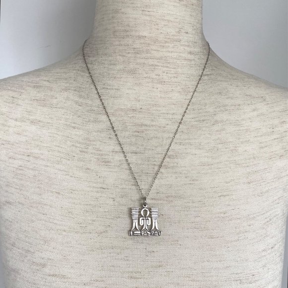 Sterling Silver 925 Egyptian Knot Of Isis Djed Pillars Pendant Necklace 20" - Picture 2 of 16